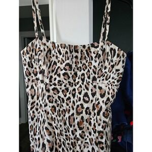NWT Avec Les Filles Leopard Print Midi Dress Adjustable Straps Perfect For Derby